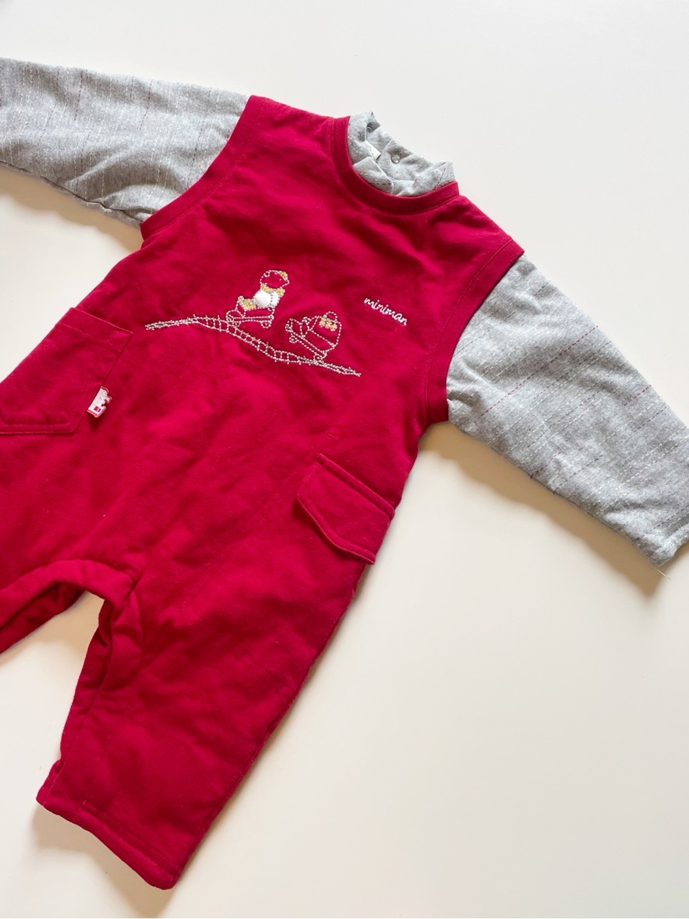 Mini Man French Railroad Sweatshirt Romper | Made in France | 6-9m